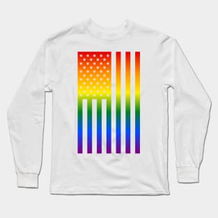 Rainbow American Flag LGBTQ Pride Long Sleeve T-Shirt